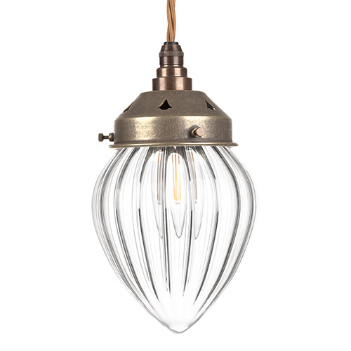 Iona Fluted Pendant Light in Antiqued Brass