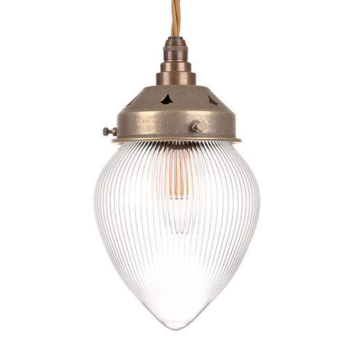 Iona Fine Fluted Pendant Light in Antiqued Brass