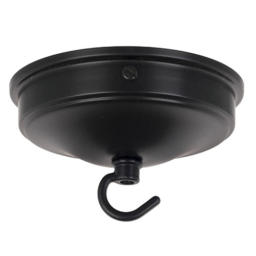 Charleston Ceiling Rose with Hook in Matt Black