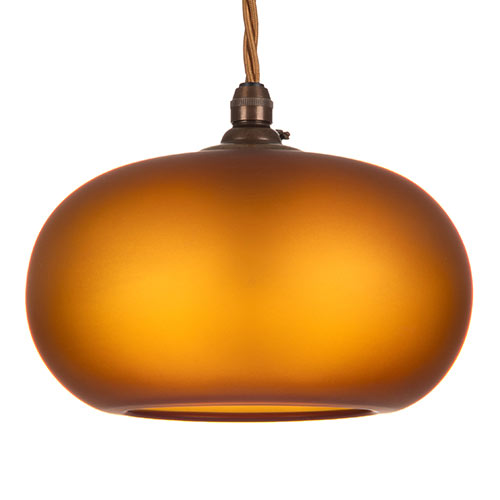 Hampstead Amber Pendant Light in Antiqued Brass