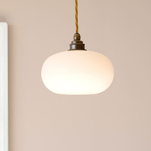 Hampstead Opal Pendant Light (ES) in Antiqued Brass