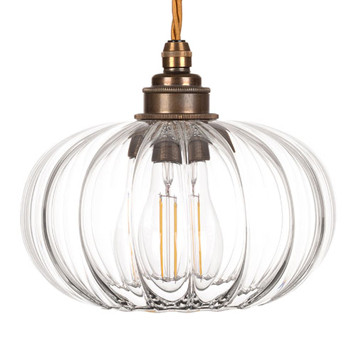 Hampstead Fluted Pendant Light (ES) in Antiqued Brass