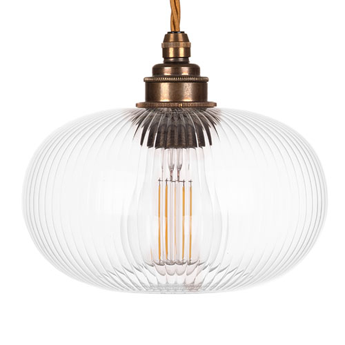 Hampstead Fine Fluted Pendant Light (ES) Antiqued Brass