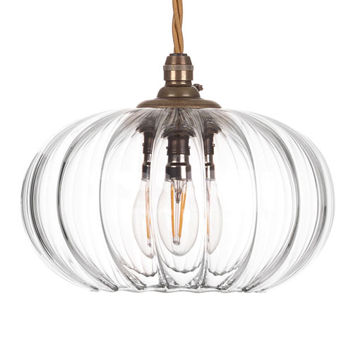 Hampstead Fluted Pendant Light in Antiqued Brass