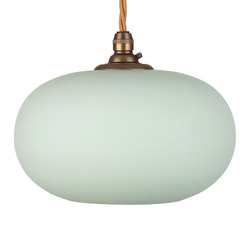 Hampstead Jade Green Pendant Light In Antiqued Brass