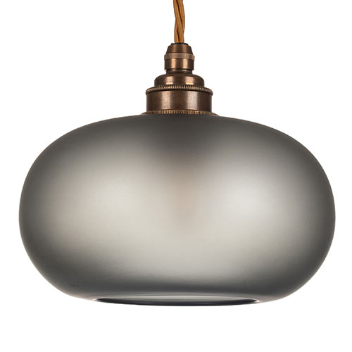 Hampstead Smoked Pendant Light (ES) in Antiqued Brass