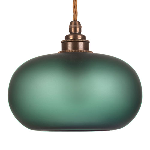 Hampstead Teal Pendant Light (ES) in Antiqued Brass
