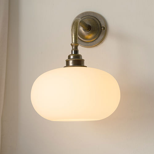 Hampstead Opal Wall Light in Antiqued Brass
