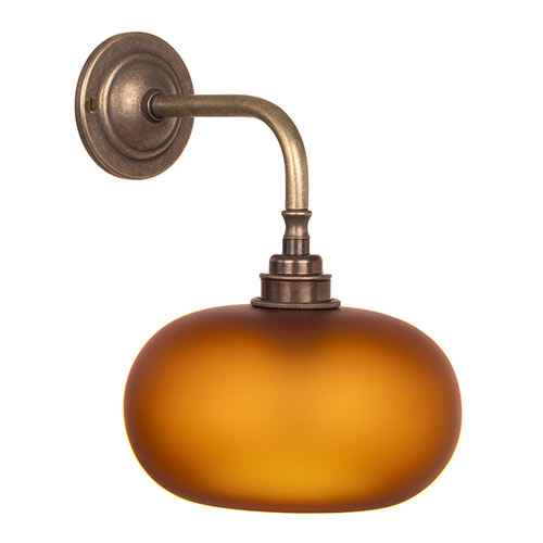 Hampstead Amber Wall Light In Antiqued Brass