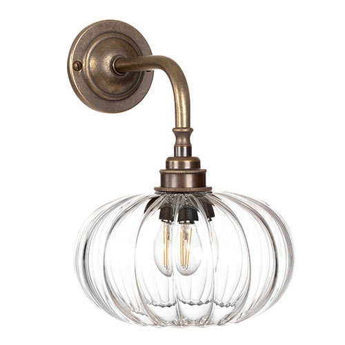 Hampstead Fluted Wall Light in Antiqued Brass