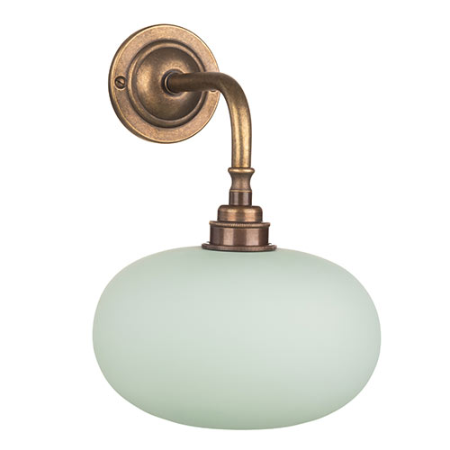 Hampstead Jade Green Wall Light In Antiqued Brass