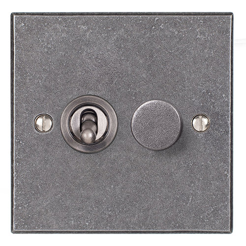 2 Gang Steel Dolly/Rotary Dimmer Switch Polished Bevelled Plate
