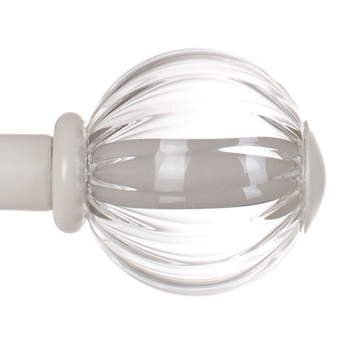 Fluted Glass Ball Finial for 12mm Pole in Clay