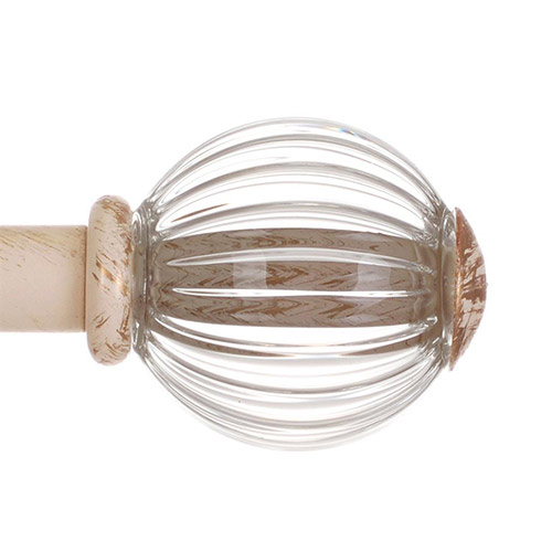 Fluted Glass Ball Finial for 12mm Pole Old Ivory