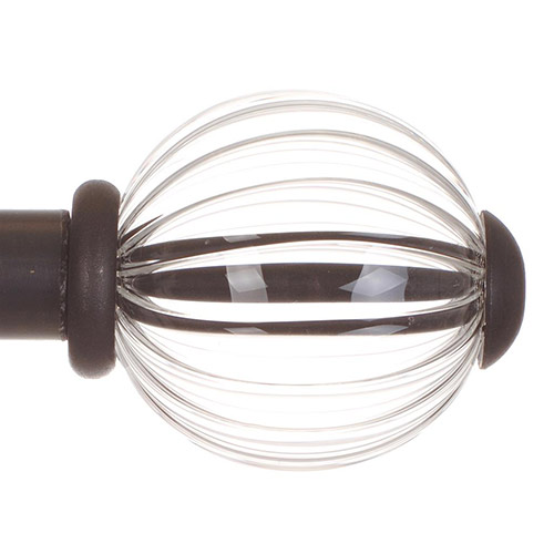 Fluted Glass Ball Finial for 20mm Pole in Beeswax