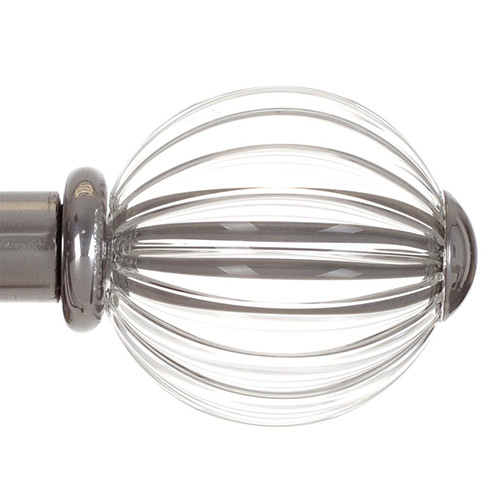 Fluted Glass Ball Finial for 20mm Pole in Mercury