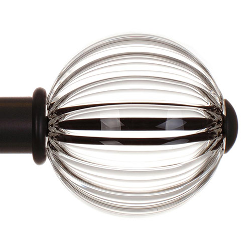 Fluted Glass Ball Finial for 25mm Pole in Beeswax