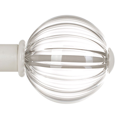 Fluted Glass Ball Finial for 25mm Pole in Clay