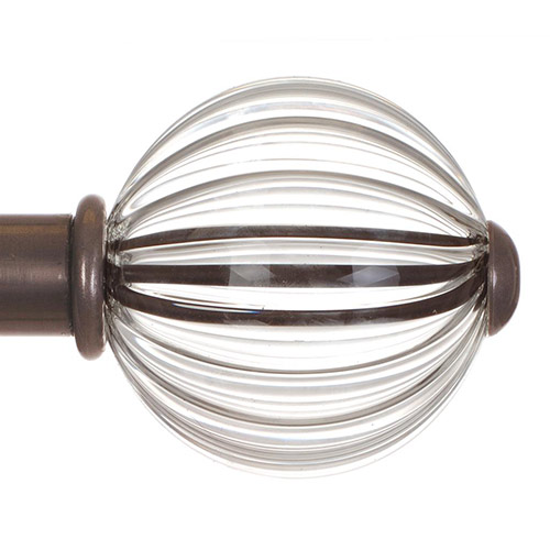 Fluted Glass Ball Finial for 25mm Pole in Polished