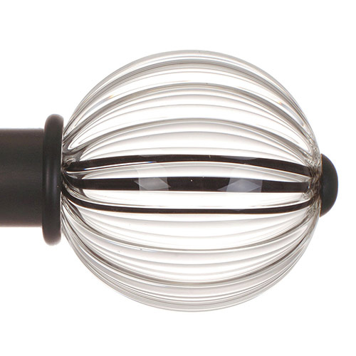 Fluted Glass Ball Finial for 38mm Pole in Beeswax