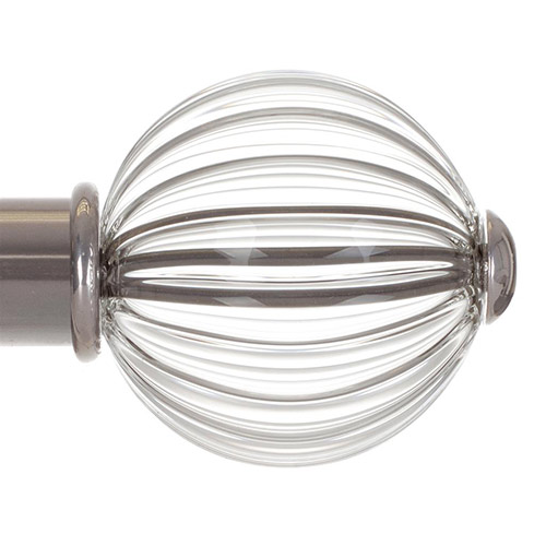 Fluted Glass Ball Finial for 38mm Pole in Mercury