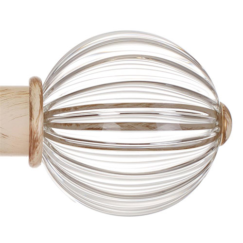 Fluted Glass Ball Finial for 38mm Pole in Old Ivory