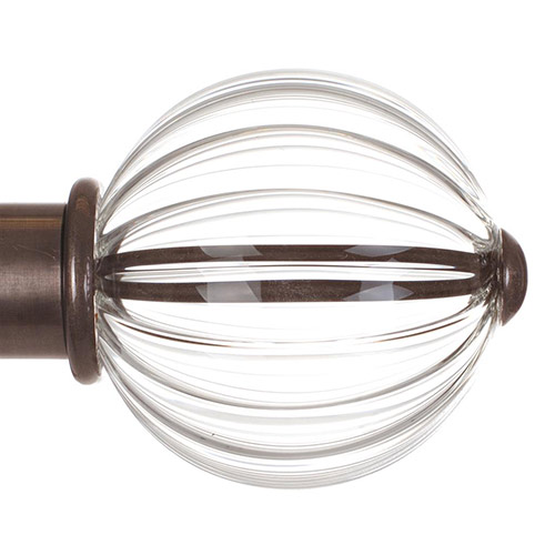 Fluted Glass Ball Finial for 38mm Pole in Polished