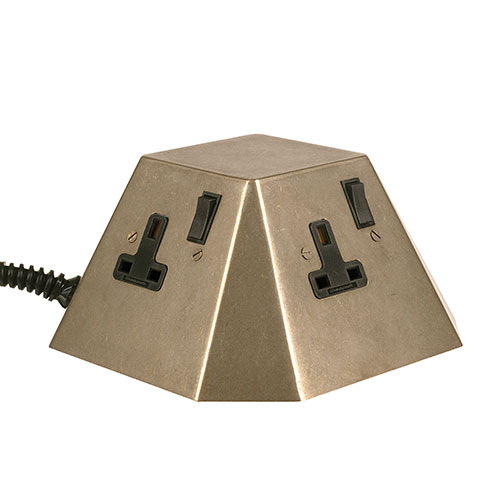4 Gang Tower Extension Lead in Antiqued Brass