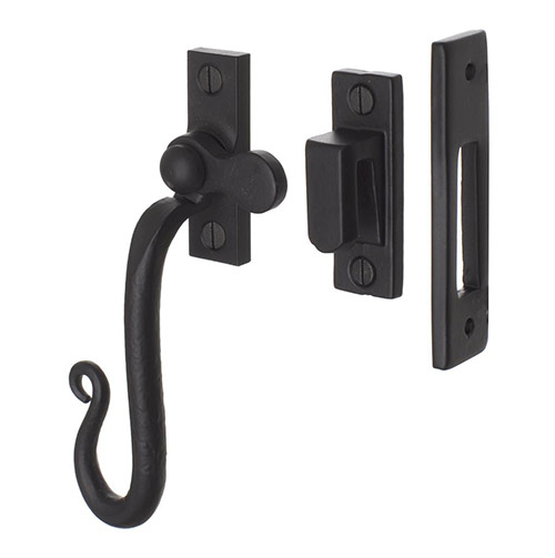 Right Shepherd's Crook Window Latch in Matt Black