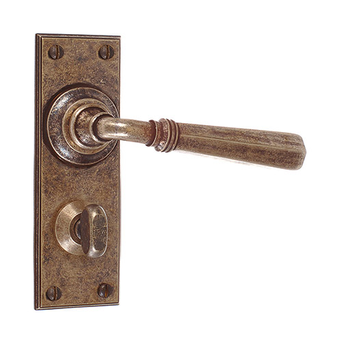 Chester Handle, Ripley Privacy Plate, Antiqued Brass