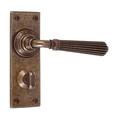 Bromley Handle, Bristol Privacy Plate, Antiqued Brass