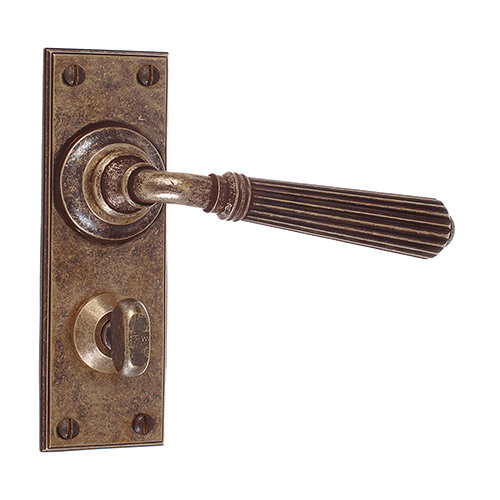 Bromley Handle, Ripley Privacy Plate, Antiqued Brass