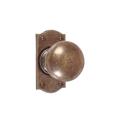 Holkham Door Knob, Nowton Short Plate, Antiqued. Brass
