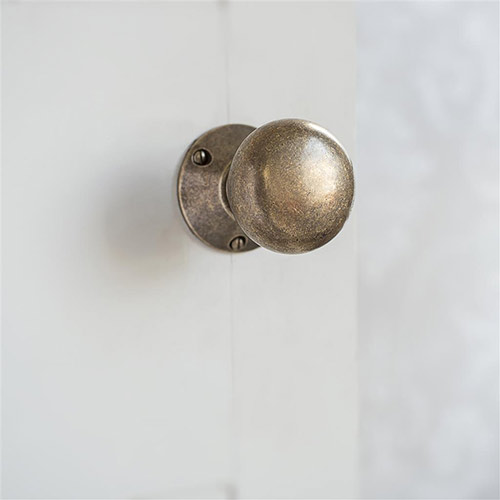 Holkham Door Knob in Antiqued Brass