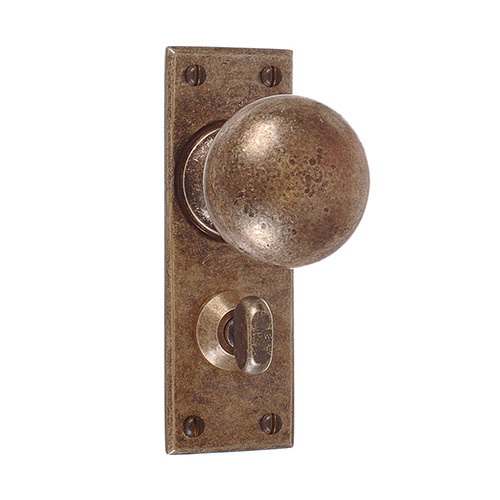Holkham Door Knob, Bristol Privacy Plate, Antiqued Brass