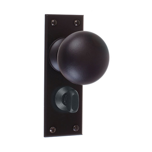 Holkham Door Knob, Bristol Privacy Plate, Matt Black