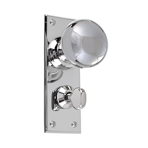 Holkham Door Knob, Bristol Privacy Plate, Nickel
