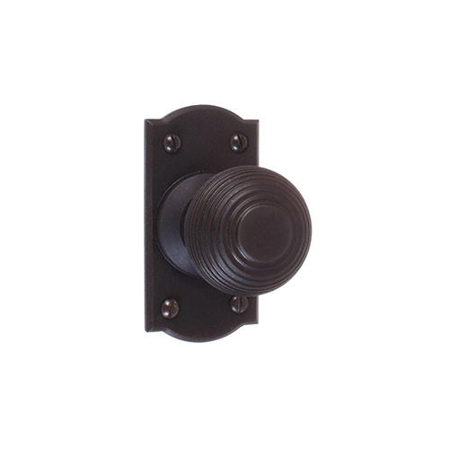 Reeded Door Knob, Nowton Short Plate, Beeswax