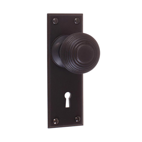 Reeded Door Knob, Ripley Key Plate, Beeswax