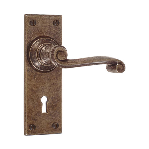 Regency Handle, Bristol Keyhole Plate, Antiqued Brass