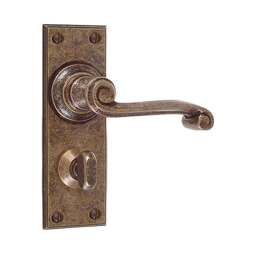 Regency Handle, Ripley Privacy Plate, Antiqued Brass