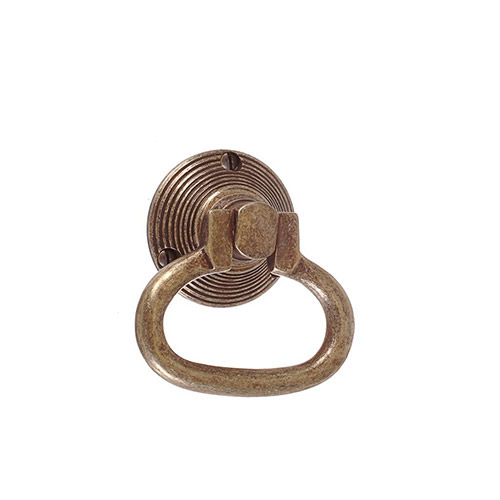 Foxhall Handle, Reeded Plate, Antiqued Brass