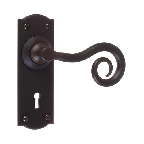 Curled Handle, Nowton Keyhole Plate, Beeswax