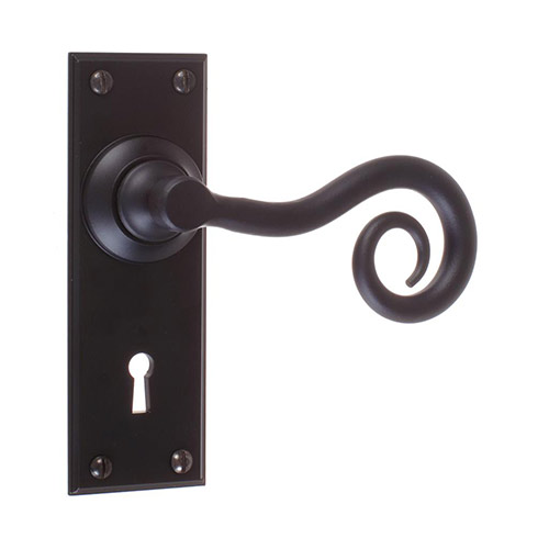 Curled Handle, Ripley Keyhole Plate, Matt Black