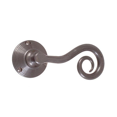 Curled Lever Handles Jim Lawrence Curled Handle, Reeded Plate WEB