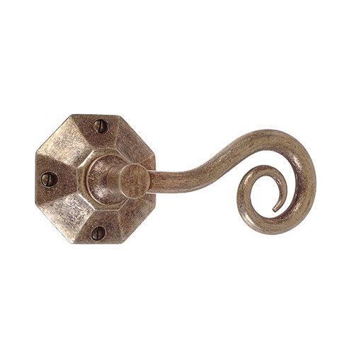 Curled Handle, Shaftesbury Plate, Antiqued Brass