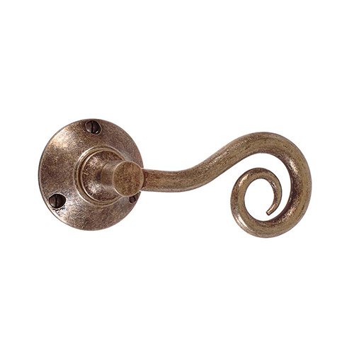 Curled Handle, Rowley Plate, Antiqued Brass