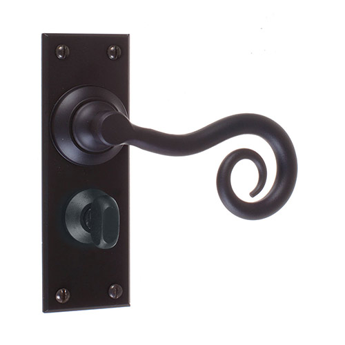 Curled Handle, Bristol Privacy Plate, Matt Black