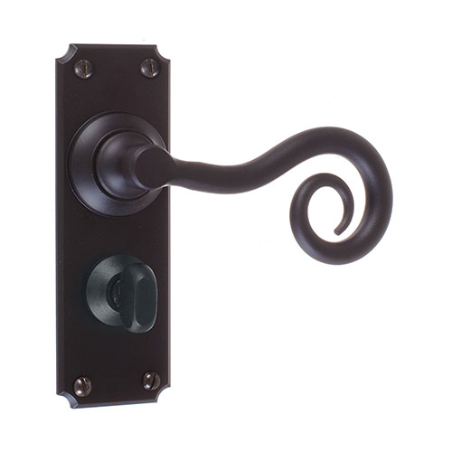 Curled Handle, Ilkley Privacy Plate, Matt Black