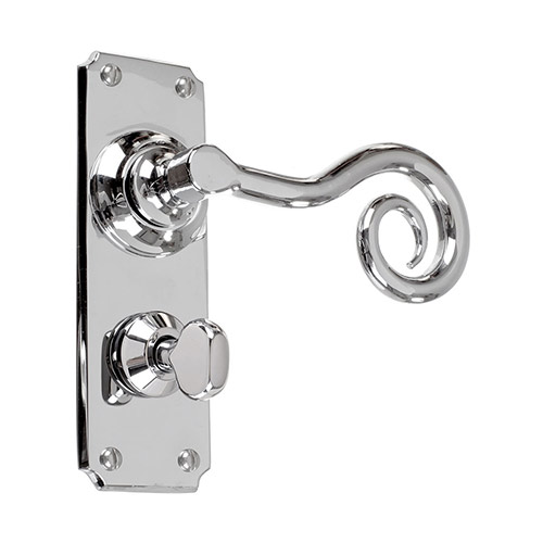 Curled Handle, Ilkley Privacy Plate, Nickel
